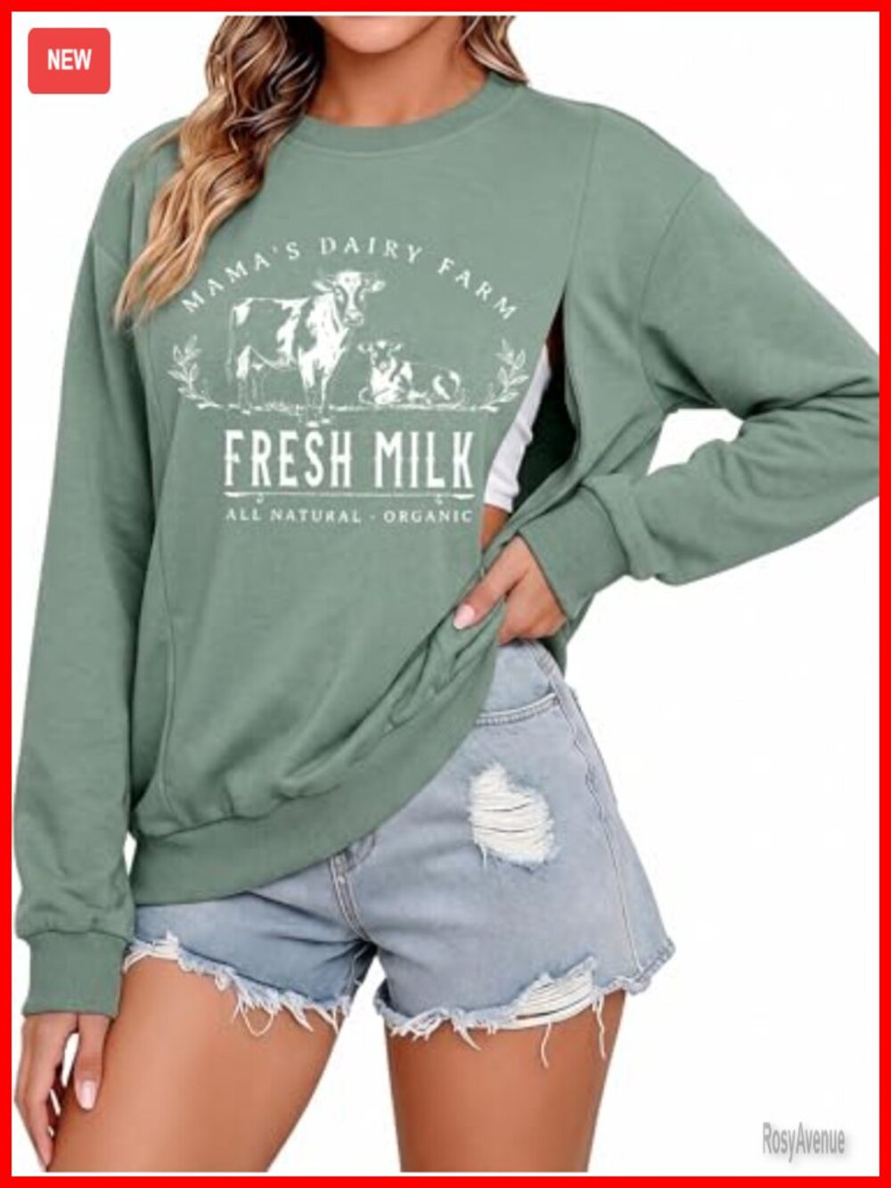 Nursing Sweatshirt Breastfeeding Dual Zipper Maternity Pullover Long Sleeve